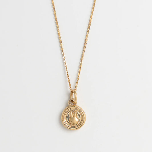 Gold Miffy mini coin pendant on a fine gold chain