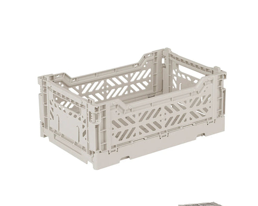 Aykasa mini folding storage crate in light grey