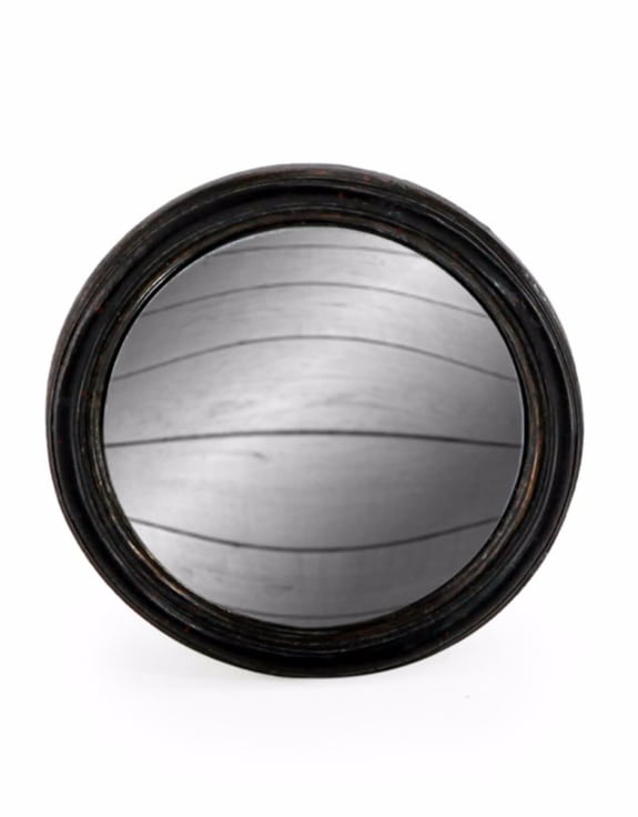 Small round convex mirror with a thin black frame