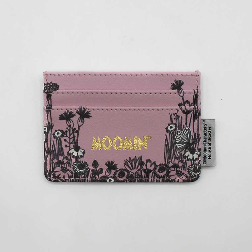 Back of the Moomin Love card holder with a gold Moomin logo