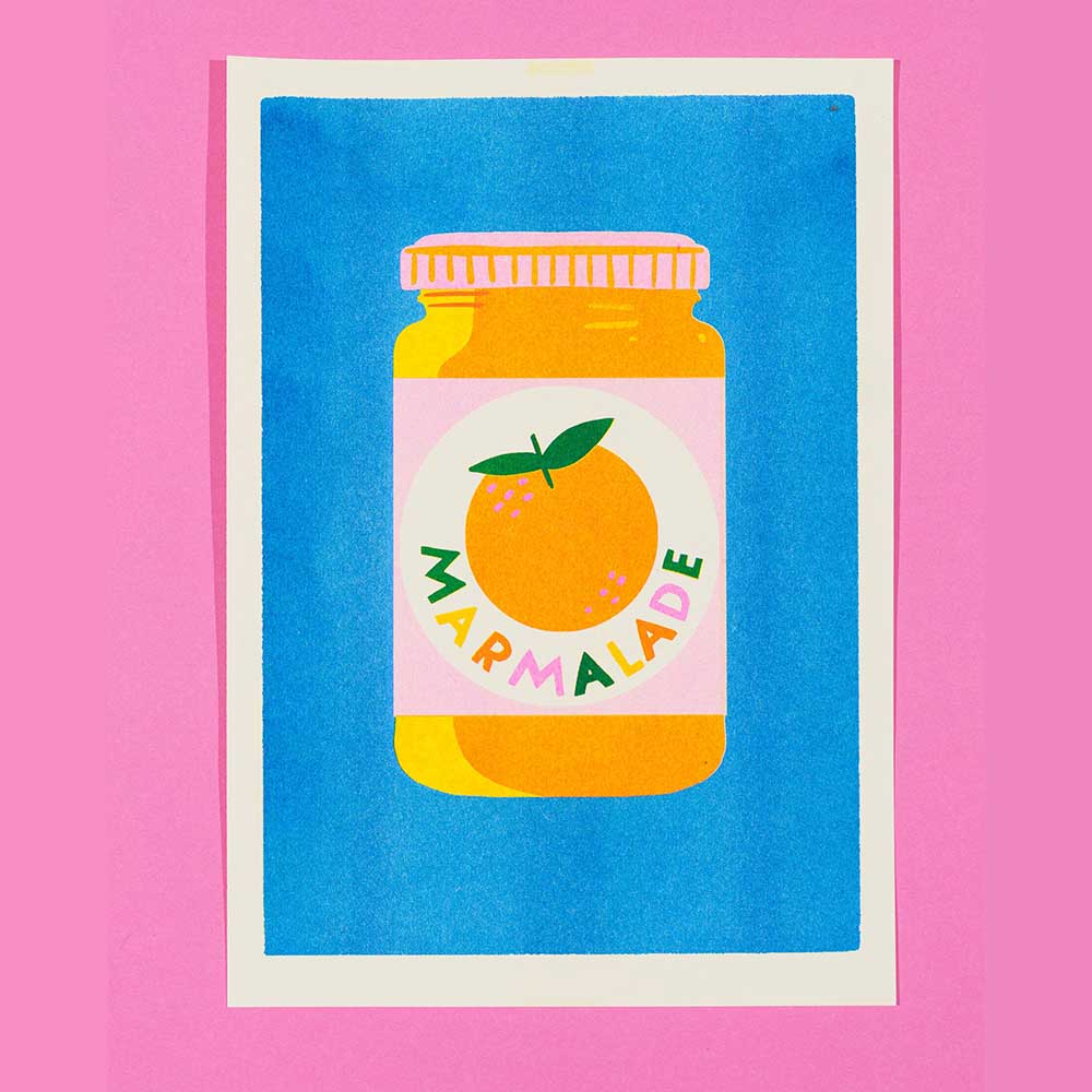 Marmalade print on a pink background