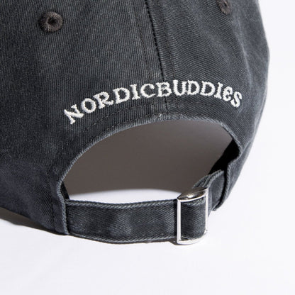 Back of the cap with 'Nordicbuddies' embroidered