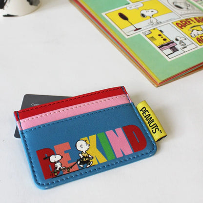 Back of the card holder: Be kind, with Snoopy and Charlie Brown