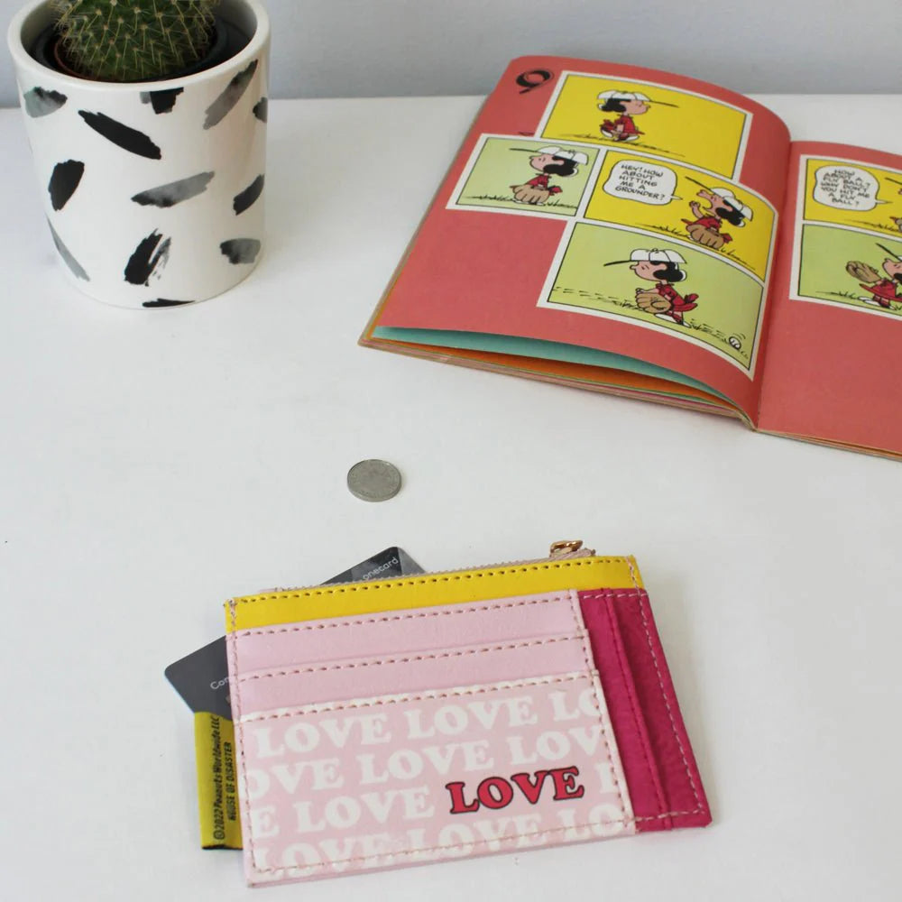 Back of the Love purse with card slots and 'Love' print