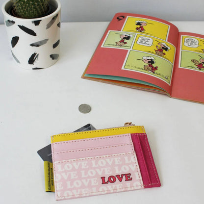 Back of the Love purse with card slots and 'Love' print