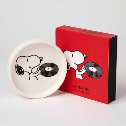 Peanuts Vinyl Lover trinket dish: Snoopy holding a record, with its red box