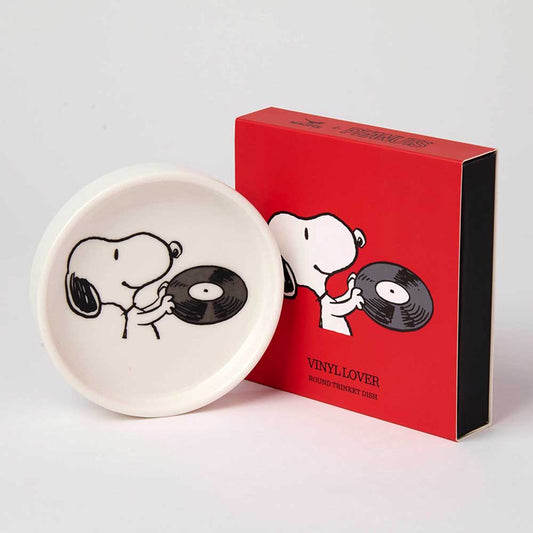 Peanuts Vinyl Lover trinket dish: Snoopy holding a record, with its red box