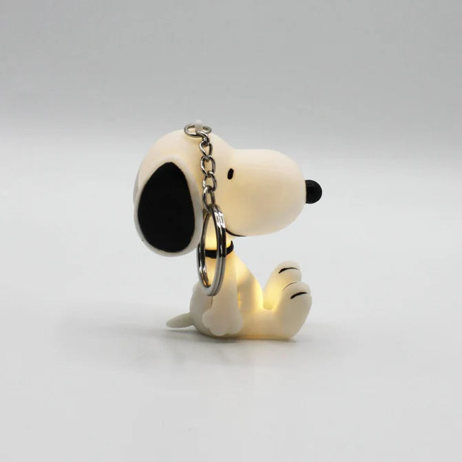 Snoopy light-up key ring from the side