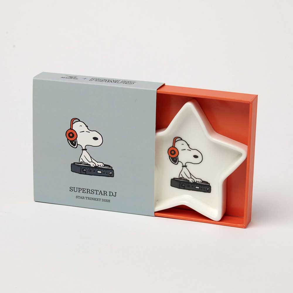 Superstar DJ trinket dish sitting in its open orange box