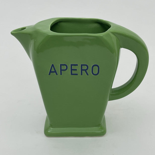 Bazardeluxe green ceramic jug with 'Apero' written on the front