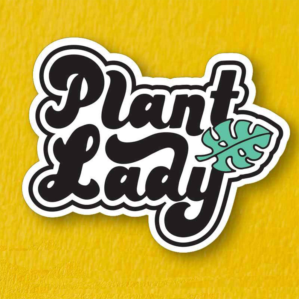 Black sticker with a monstera leaf: Plant lady