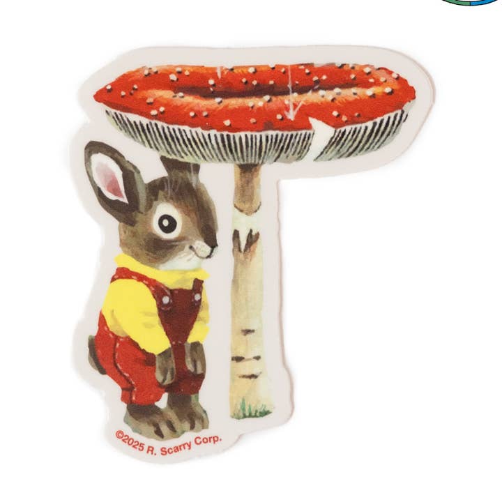 Richard Scarry magnet: a rabbit in dungarees under a red toadstool
