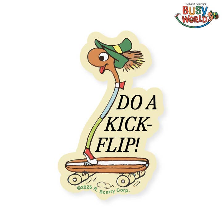 Richard Scarry Busy World kick-flip sticker