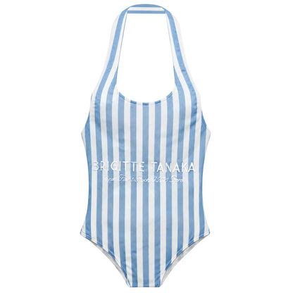 Brigitte Tanaka organza bag shaped like a blue and white striped swimsuit