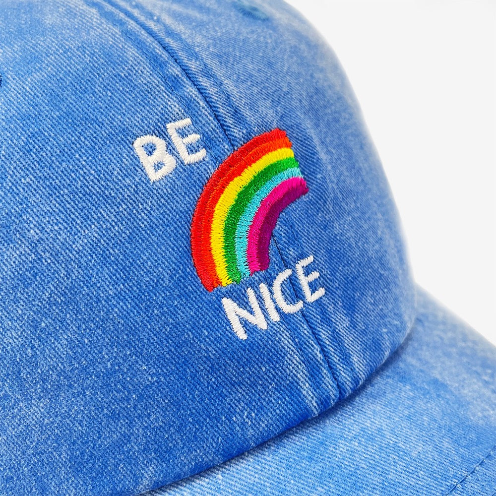 Close-up of the rainbow embroidery