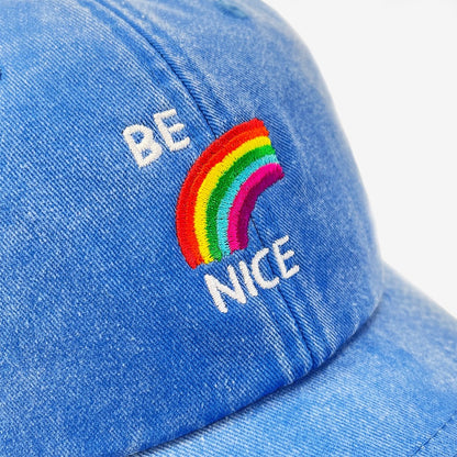 Close-up of the rainbow embroidery