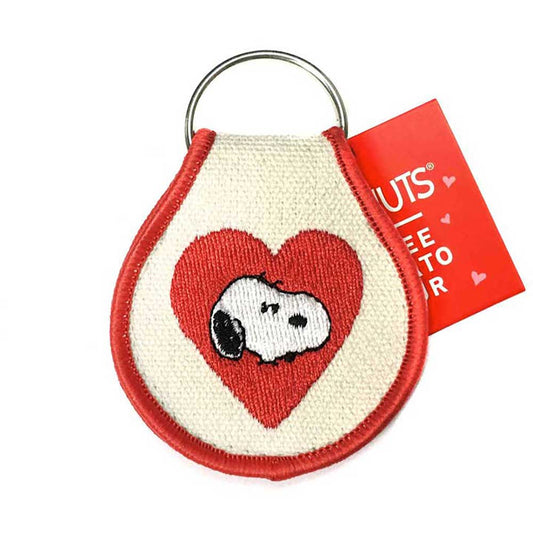 Embroidered Snoopy key ring patch: Snoopy in a red heart