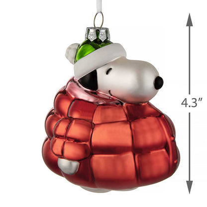 Snoopy Puffa Glass Christmas Decoration