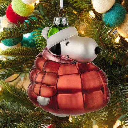 Snoopy Puffa Glass Christmas Decoration