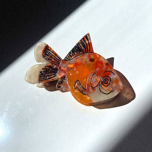 Orange translucent goldfish claw hair clip