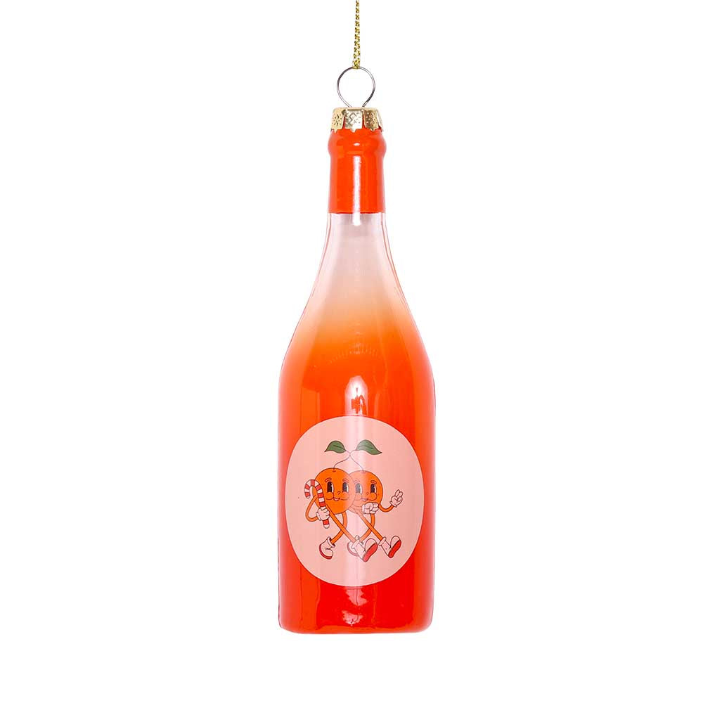 Glass orange wine bottle Christmas decoration