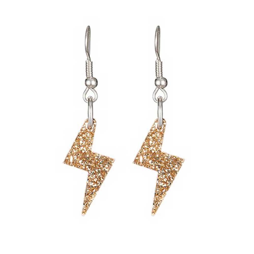 Tatty Devine gold glitter lightning bolt charm earrings