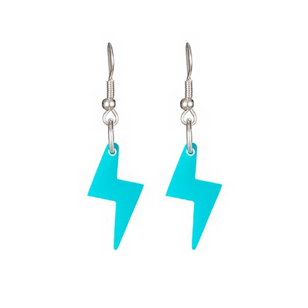 Turquoise acrylic lightning bolt drop earrings