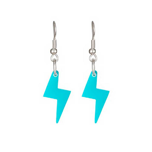 Turquoise acrylic lightning bolt drop earrings
