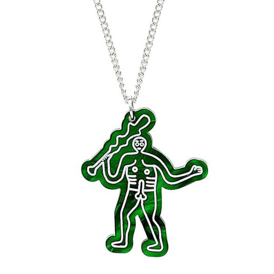 Green pendant of the Cerne Abbas chalk giant on a silver chain