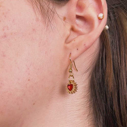 Mini immaculate heart earring worn