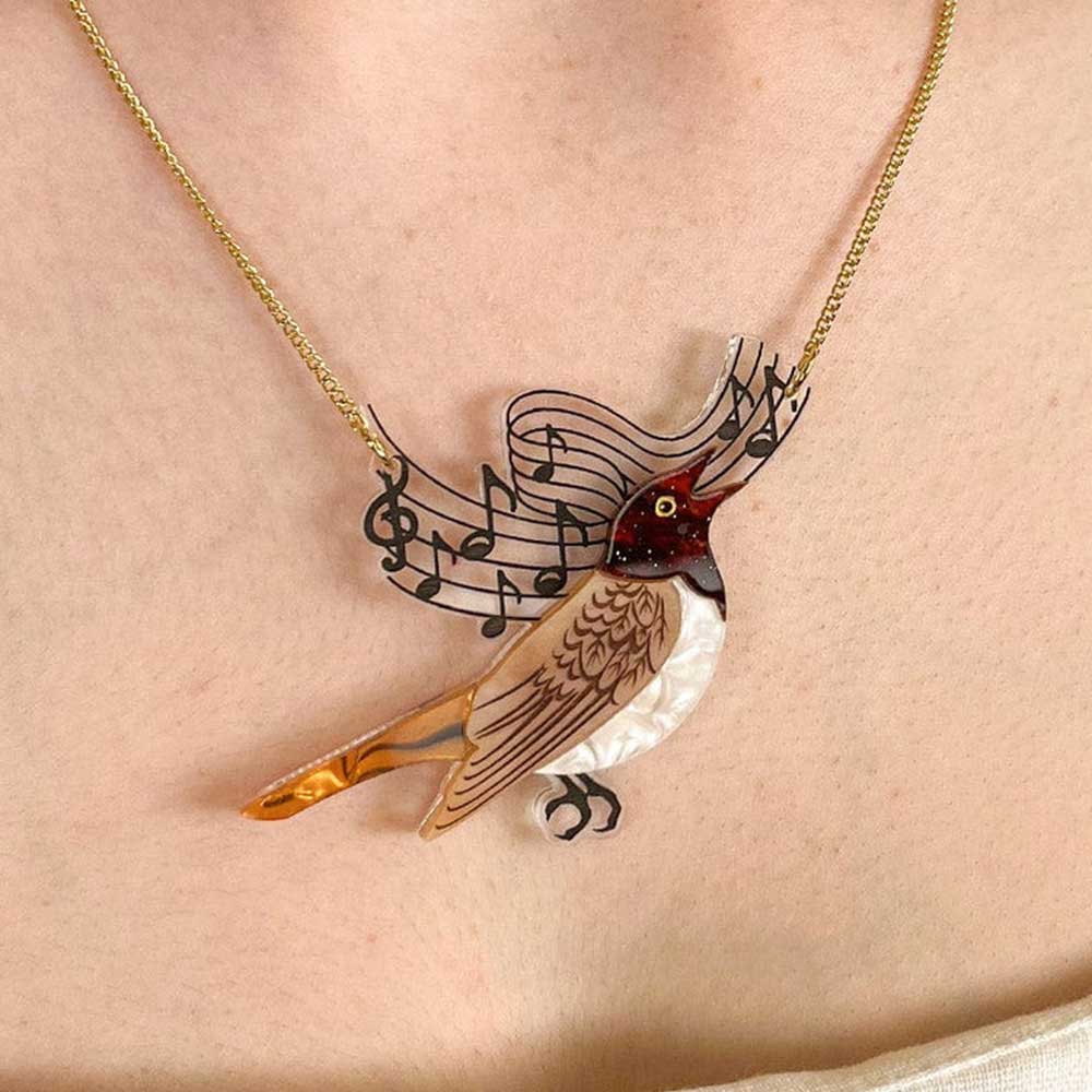 Close-up of the nightingale necklace