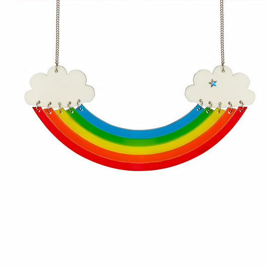 Tatty Devine rainbow necklace with a clouds at each end
