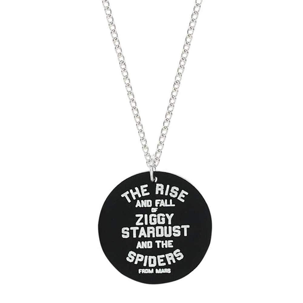 Black round pendant on a silver chain: The Rise and Fall of Ziggy Stardust and the Spiders from Mars
