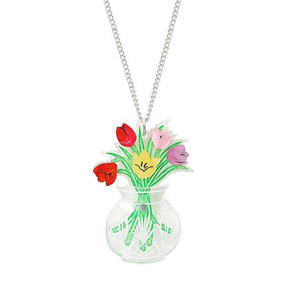 Tatty Devine tulip vase pendant: tulips in a clear vase