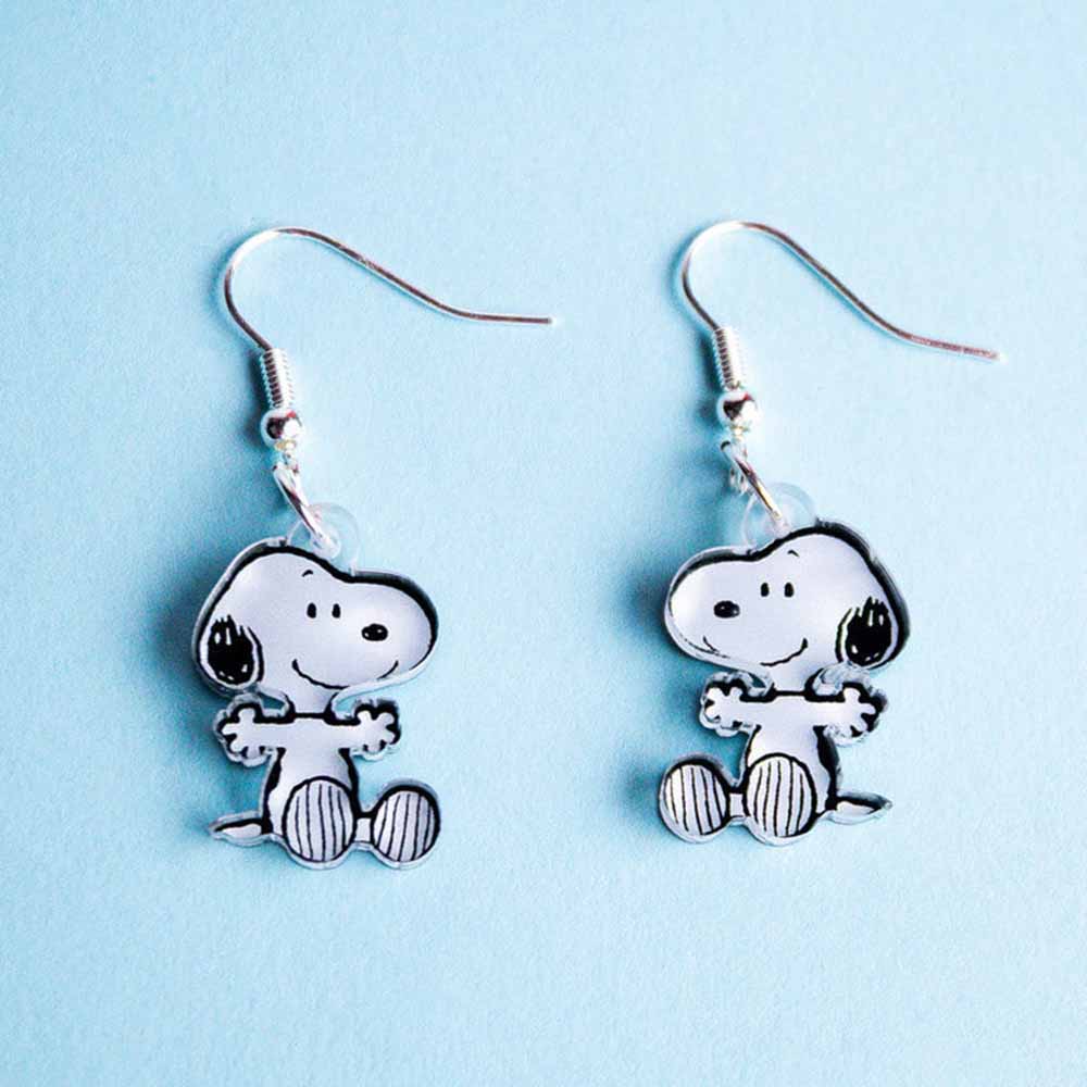 Snoopy hug earrings on pale blue