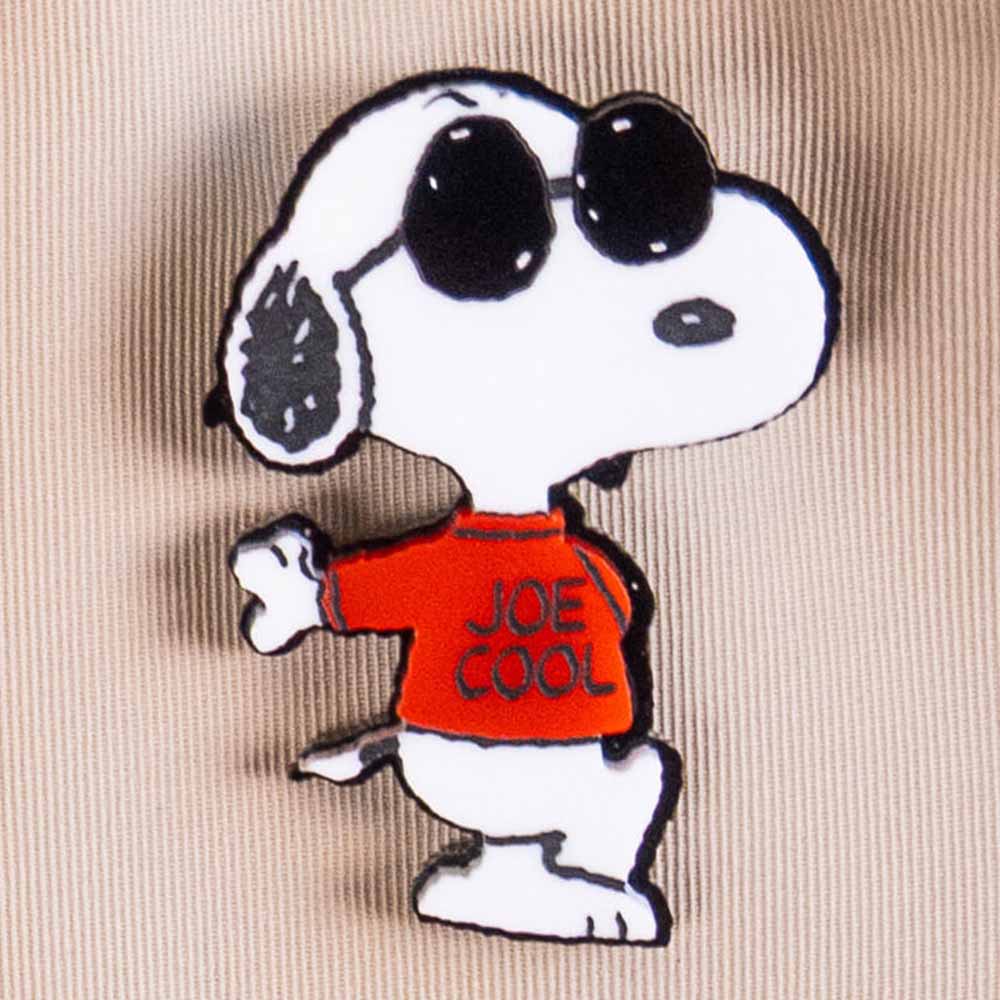 Joe Cool brooch on beige corduroy