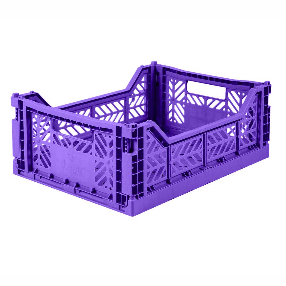 Violet midi folding storage crate