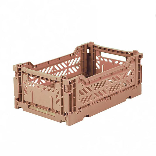 Aykasa mini folding storage crate in warm taupe