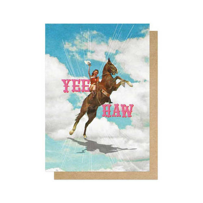 Yee Haw cowgirl card with its kraft envelope