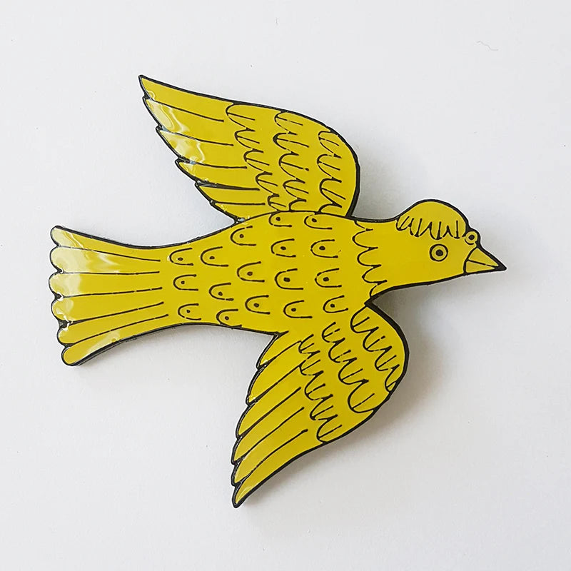 Lush Designs yellow bird enamel badge