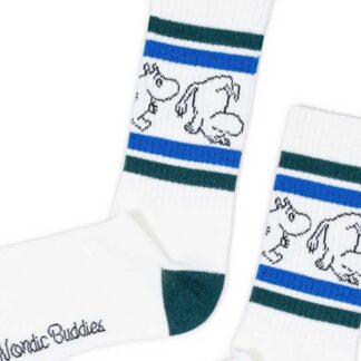 Moomin Mens Tennis Sock - Navy and Green Stripe, 17H