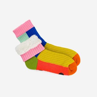 Kaleidoscope Knit House Socks S/M Olive Cobalt