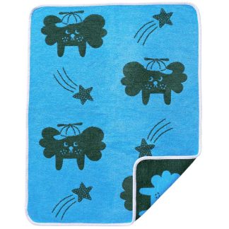 Klippan Flying Dog Blue/Green Chenille Blanket