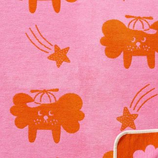 Klippan Flying Dog Pink/Orange Cotton Chenille Blanket