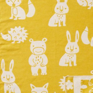 Klippan Smile Yellow Animal Brushed Cotton Baby Blanket