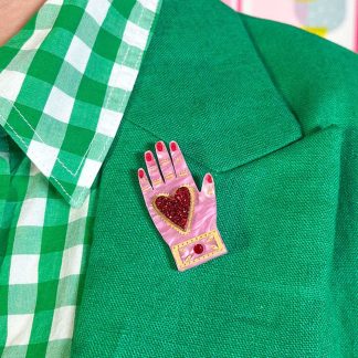 Tatty Devine x The Printed Peanut Heart In Hand Brooch