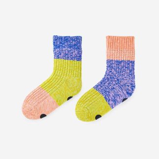 Trio Waffle House Socks S/M Peach Cobalt