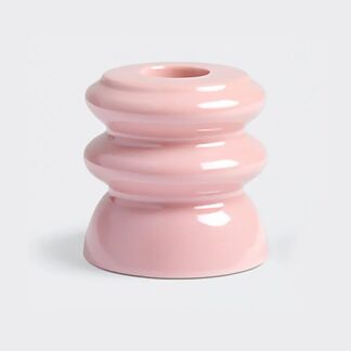 &K Pink Stoneware Candle Holder