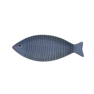 Large Blue Zebra Fish Dish