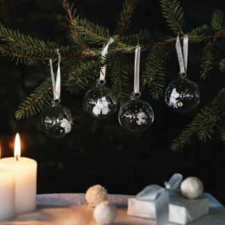 Moomin Let it Snow Glass Christmas Baubles, Set of 4